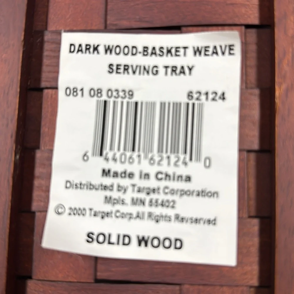 Basket Dark Wood Basket Weave Serving Tray